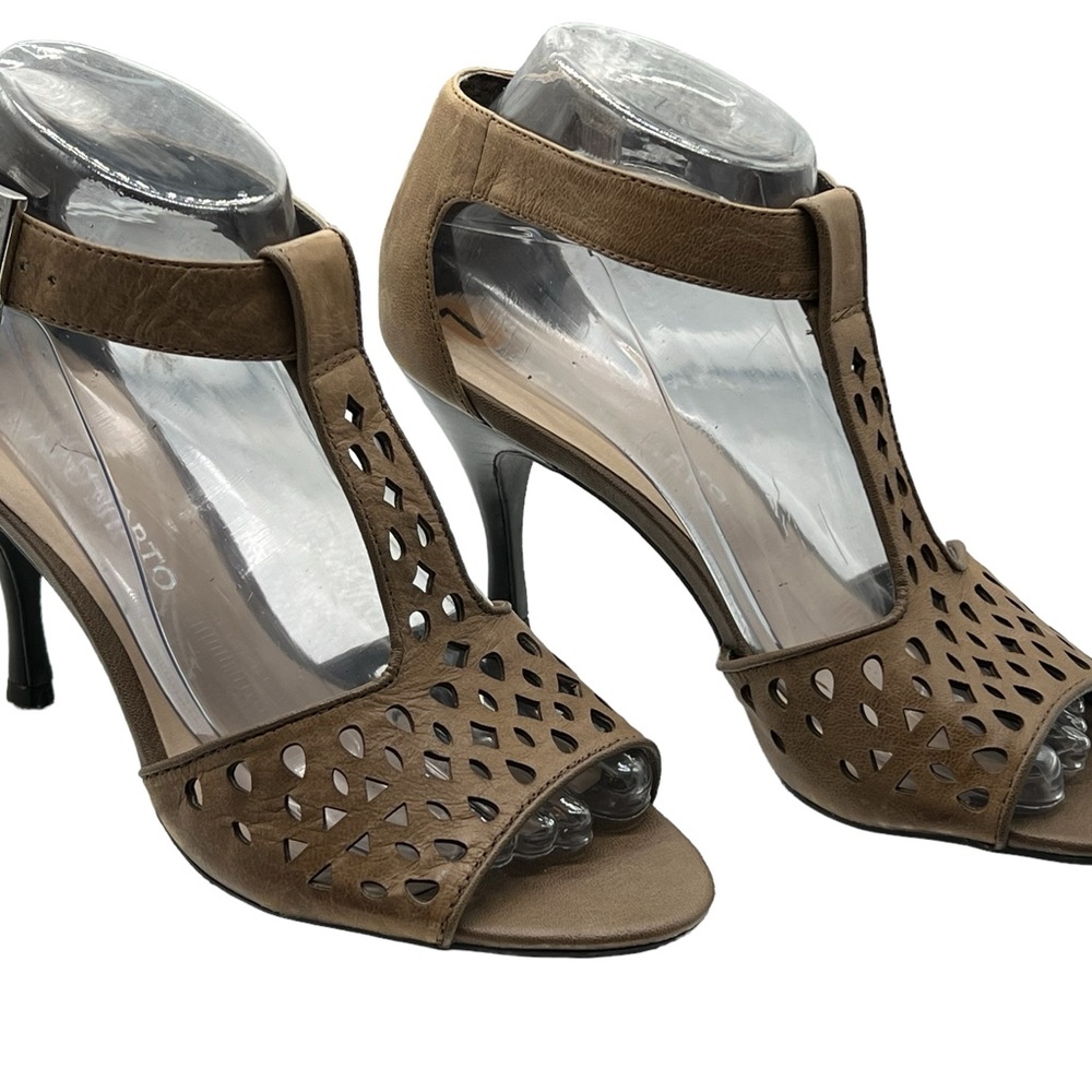 Franco Sarto Leather Slingback T-Strap Sandals, Sz 7